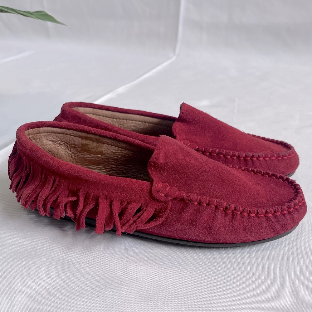 Atlanta Mocassin Moccasin handmade in Portugal suede fringe flat shoes s…